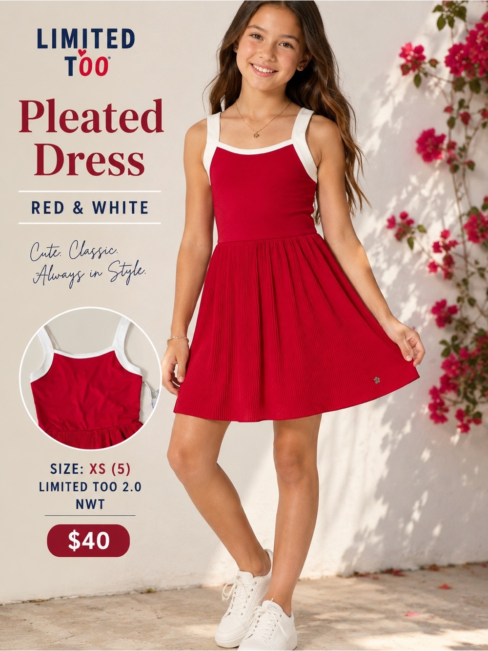 ❤️‼️🔥🆕 Limited Too 2.0 Red Pleated Girls Skort Dress Girls